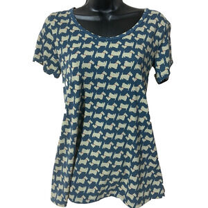Lularoe Womens Scottie Dog Shirt Size XS Short Sleeve Blue New NWT Tunic Top S/S